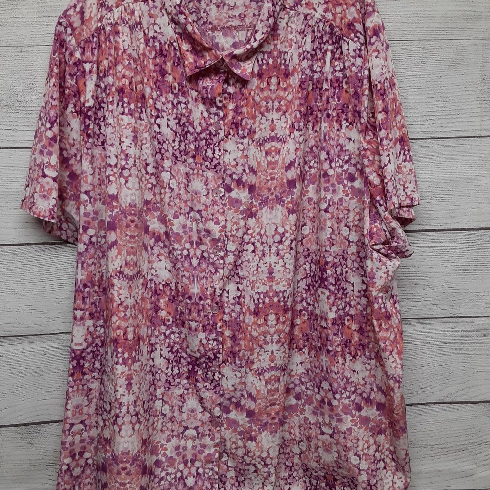 Only Necessities 5X Short Sleeve Button Up Shirt